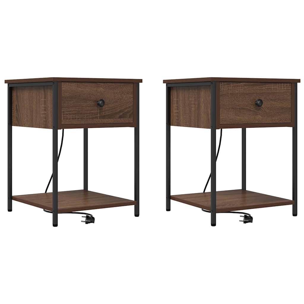 Bedside table 2 pcs brown oak 42 x 41 x 56 cm