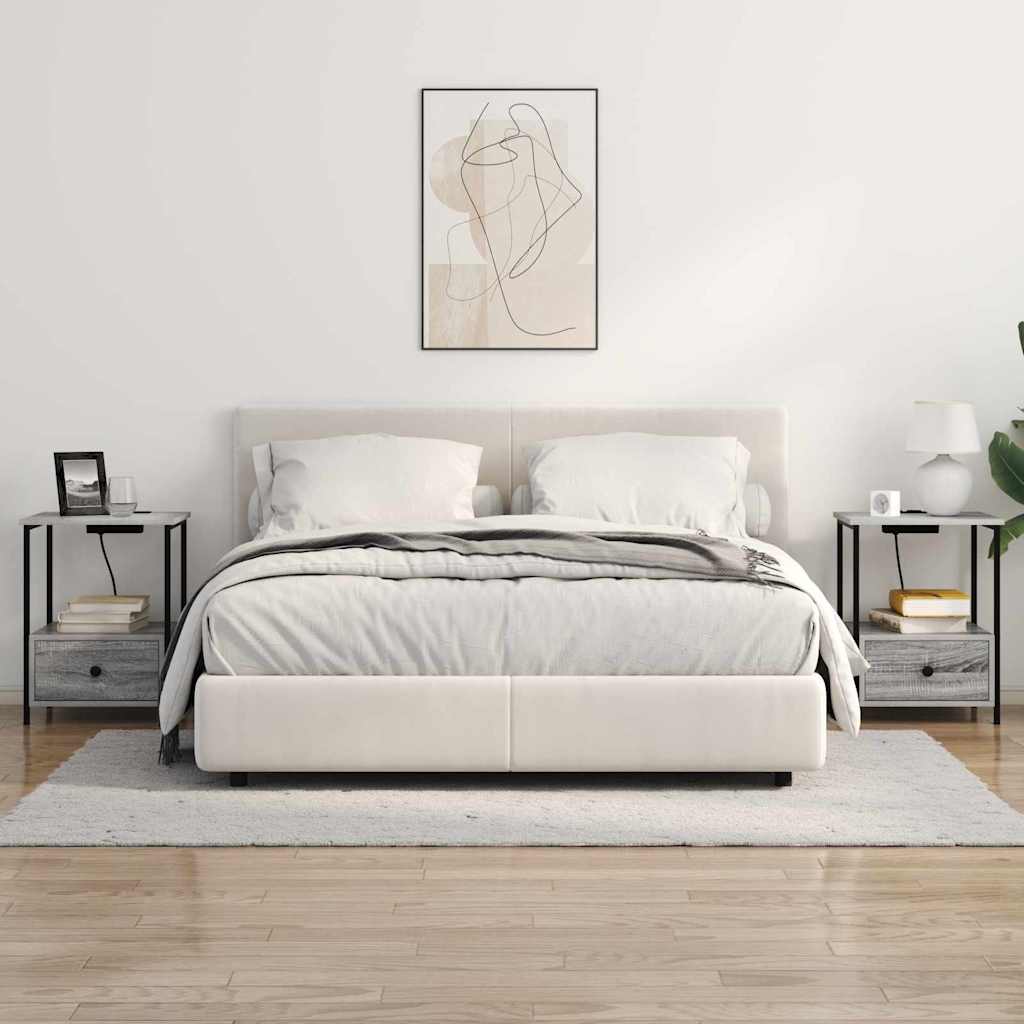 Šalia lovos spintelė 2 pcs Pilkas Sonoma 42 x 41 x 56 cm