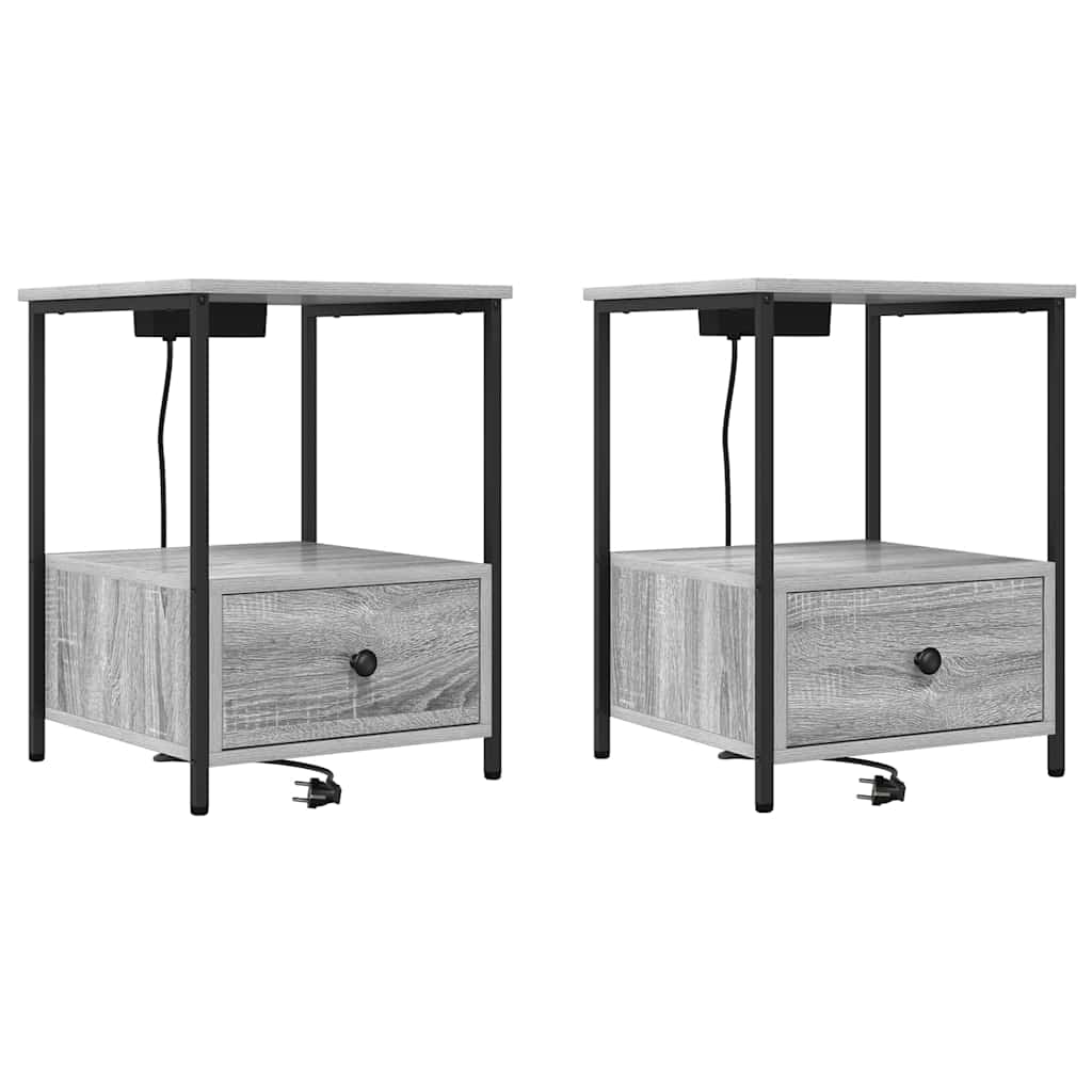 Šalia lovos spintelė 2 pcs Pilkas Sonoma 42 x 41 x 56 cm