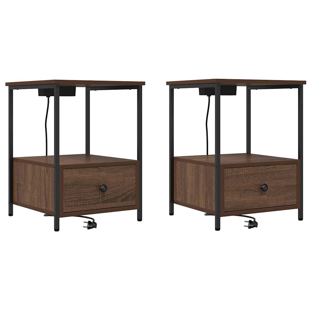Šalia lovos spintelė 2 pcs Rudas ąžuolas 42 x 41 x 56 cm