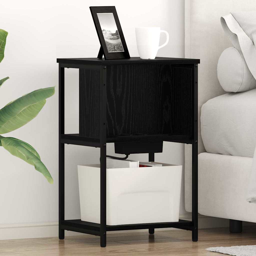 Šalia lovos spintelė 2 pcs juoda ąžuolo 38 x 31 x 61 cm