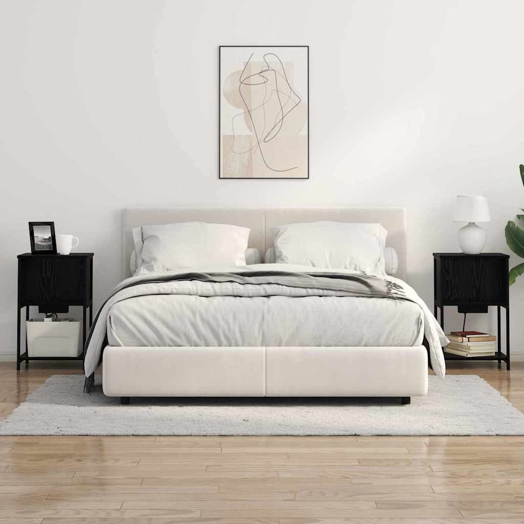 Šalia lovos spintelė 2 pcs juoda ąžuolo 38 x 31 x 61 cm