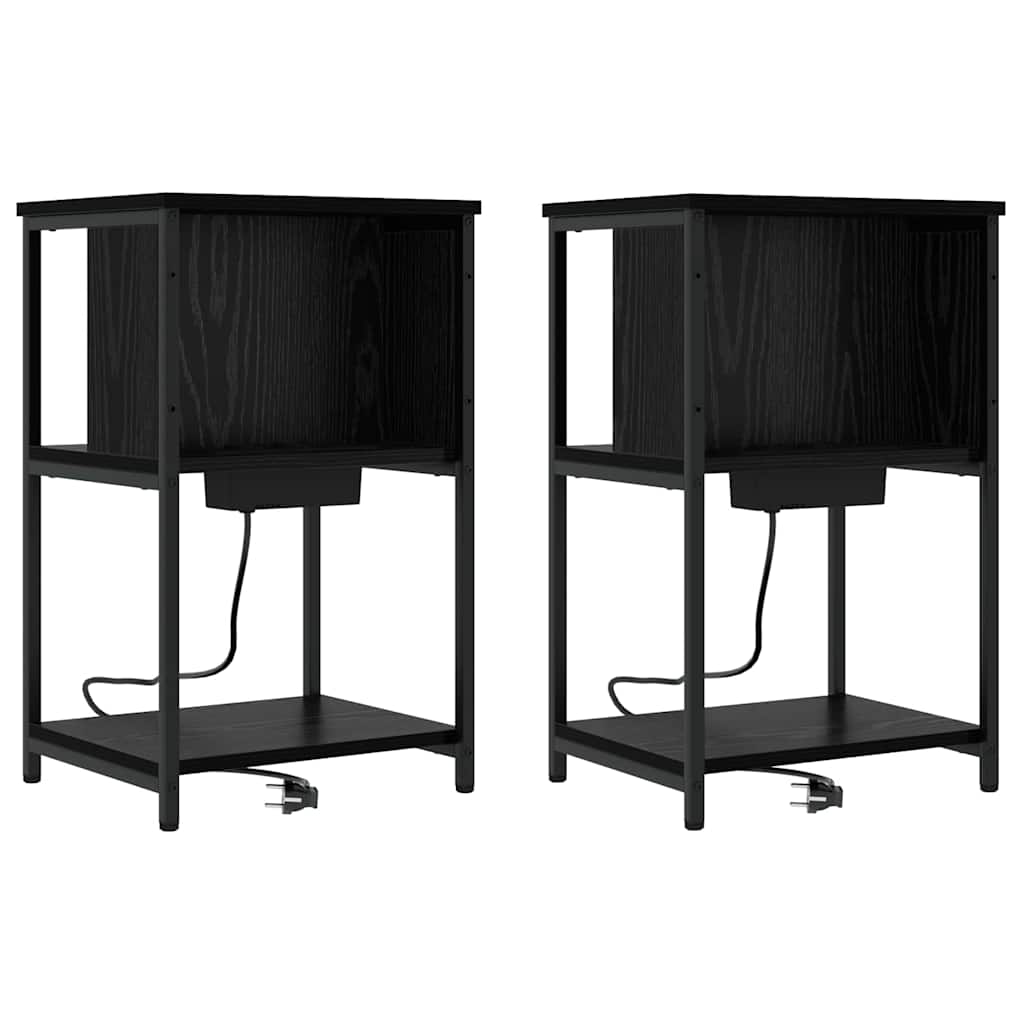 Šalia lovos spintelė 2 pcs juoda ąžuolo 38 x 31 x 61 cm