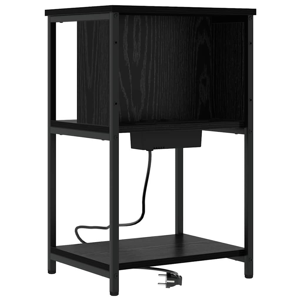 Šalia lovos spintelė 2 pcs juoda ąžuolo 38 x 31 x 61 cm