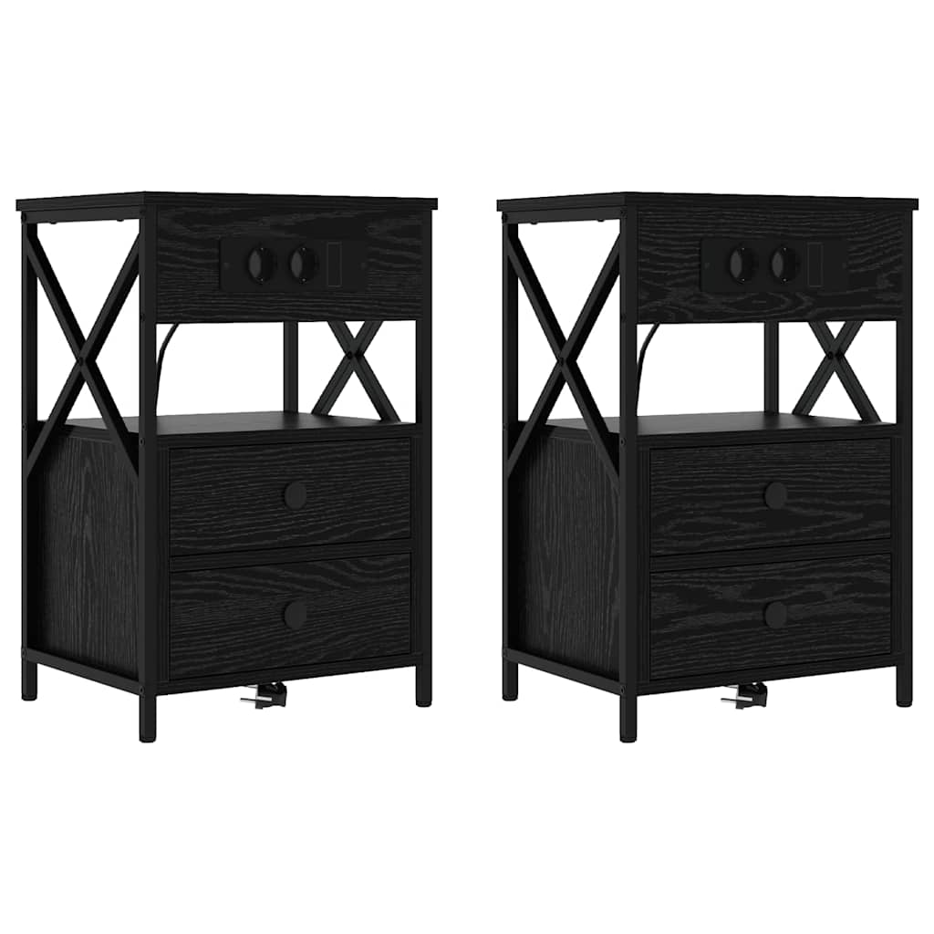 Šalia lovos spintelė 2 pcs Juodas ąžuolas 40 x 31 x 60 cm