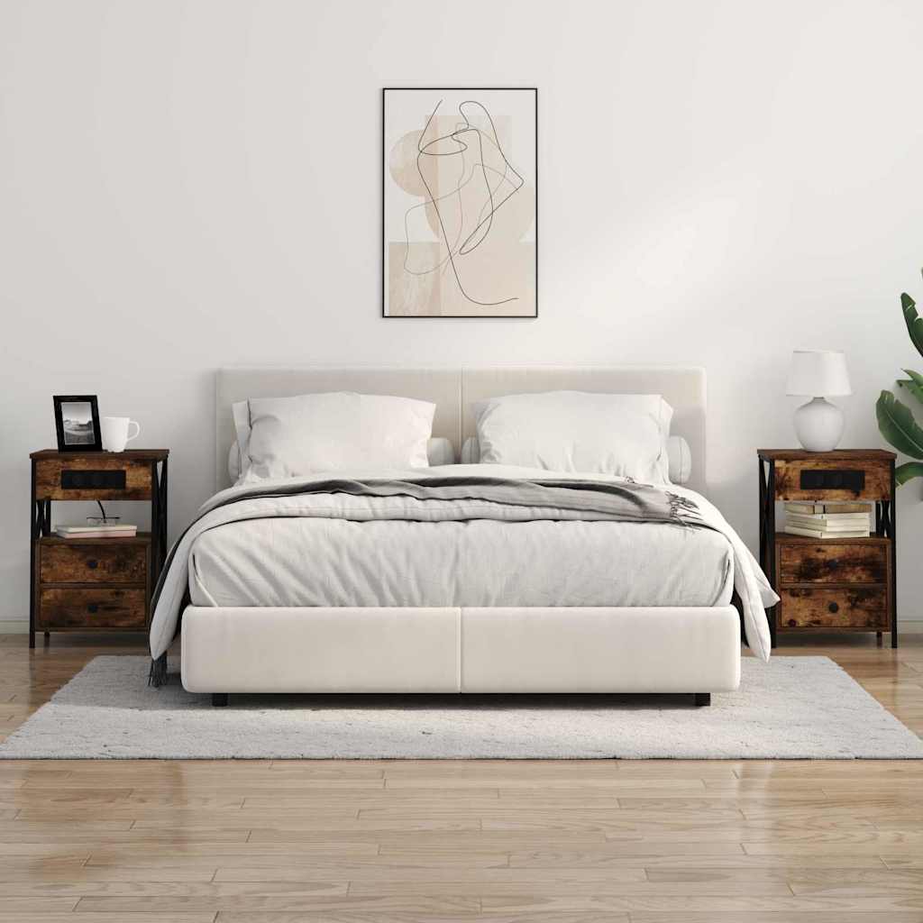 Šalia lovos spintelė su stalčių Rūkyta ąžuolas 40 x 31 x 60 cm