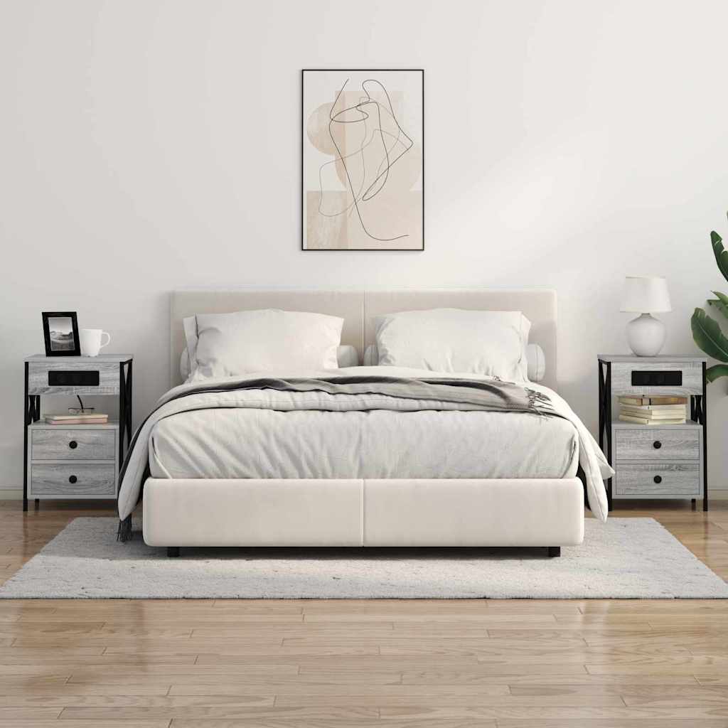 Šalia lovos spintelė 2 pcs Pilkas Sonoma 40 x 31 x 60 cm