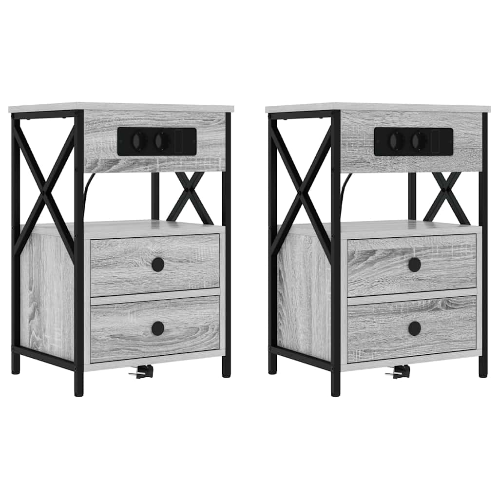 Šalia lovos spintelė 2 pcs Pilkas Sonoma 40 x 31 x 60 cm