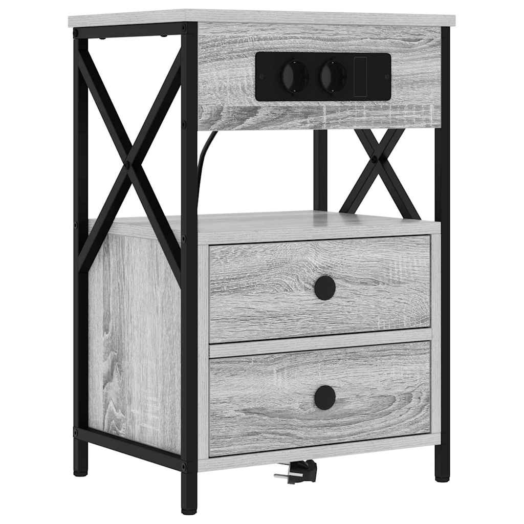 Šalia lovos spintelė 2 pcs Pilkas Sonoma 40 x 31 x 60 cm