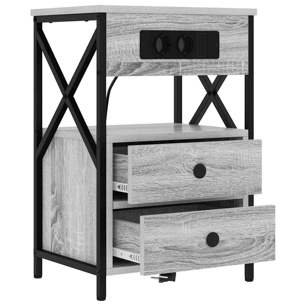 Šalia lovos spintelė 2 pcs Pilkas Sonoma 40 x 31 x 60 cm