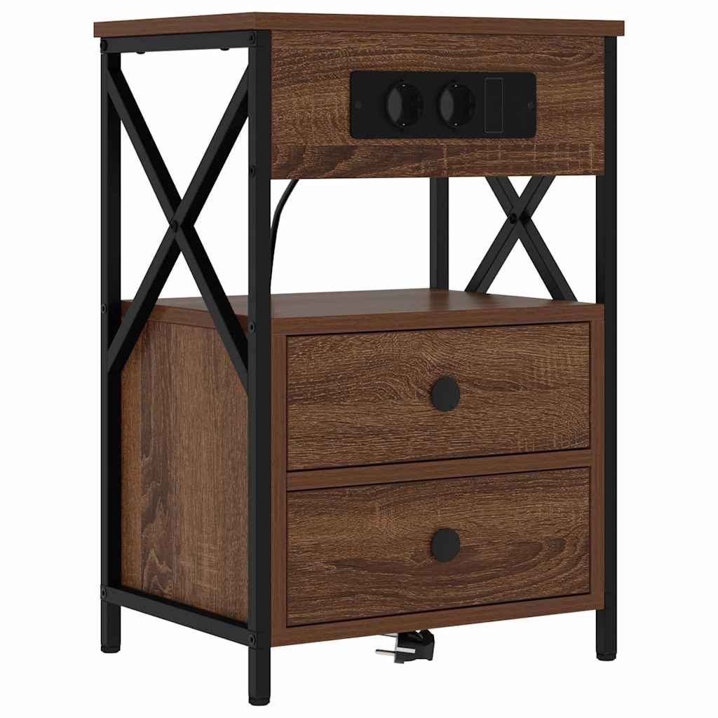 Šalia lovos spintelė su stalčių Rudas ąžuolas 40 x 31 x 60 cm