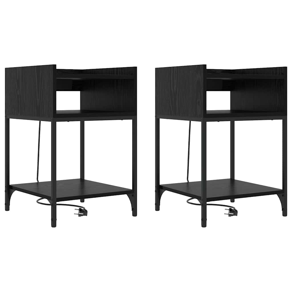Naktinis staliukas 2 pcs juoda ąžuolo 40 x 40 x 61 cm