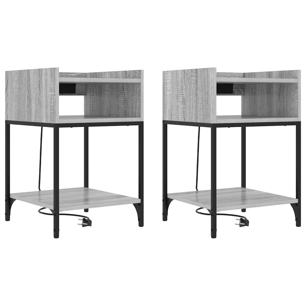 Naktinis staliukas 2 pcs Pilka sonoma ąžuolo 40 x 40 x 61 cm