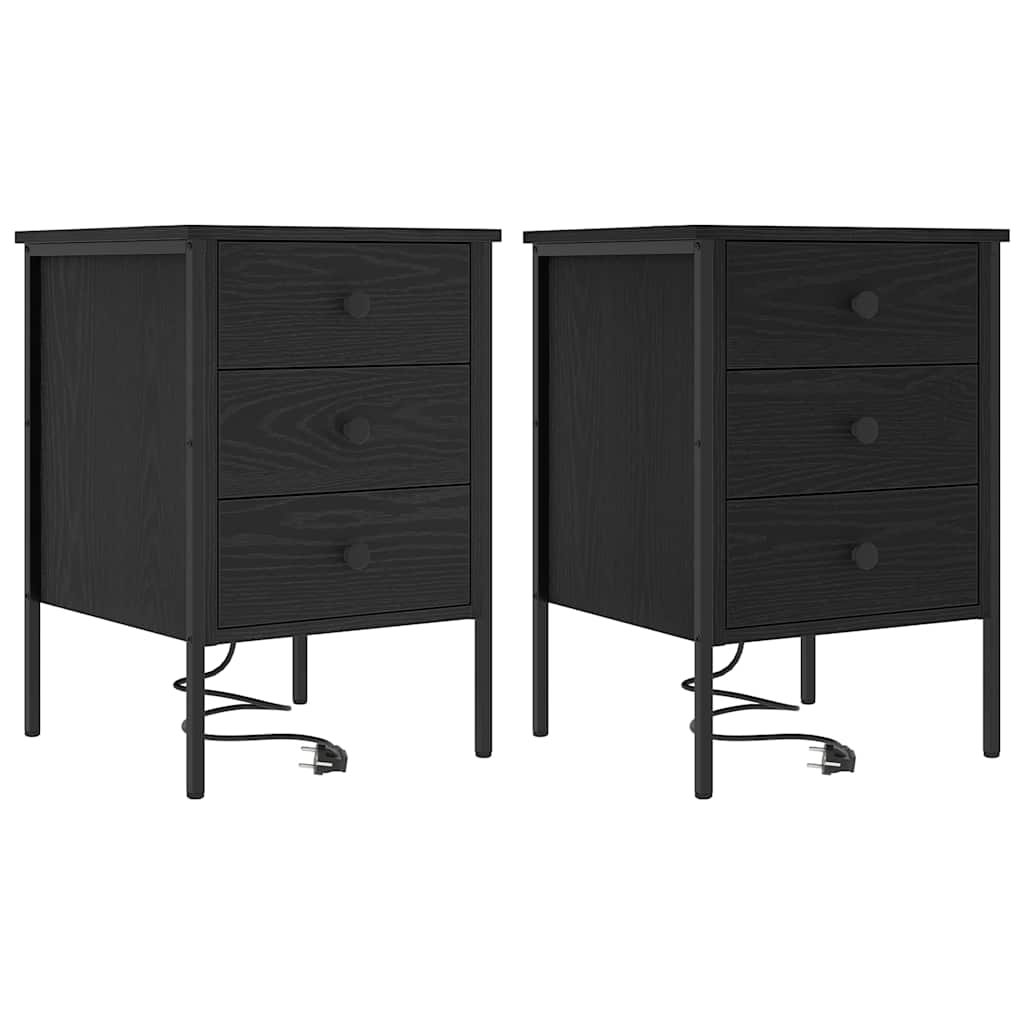 Šalia lovos spintelė 2 pcs juoda ąžuolo 42 x 41 x 61 cm