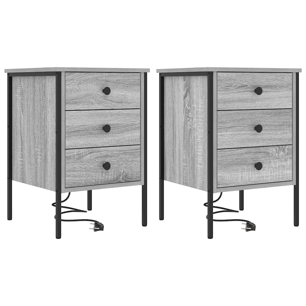 Šalia lovos spintelė 2 pcs Pilka sonoma ąžuolo 42 x 41 x 61 cm