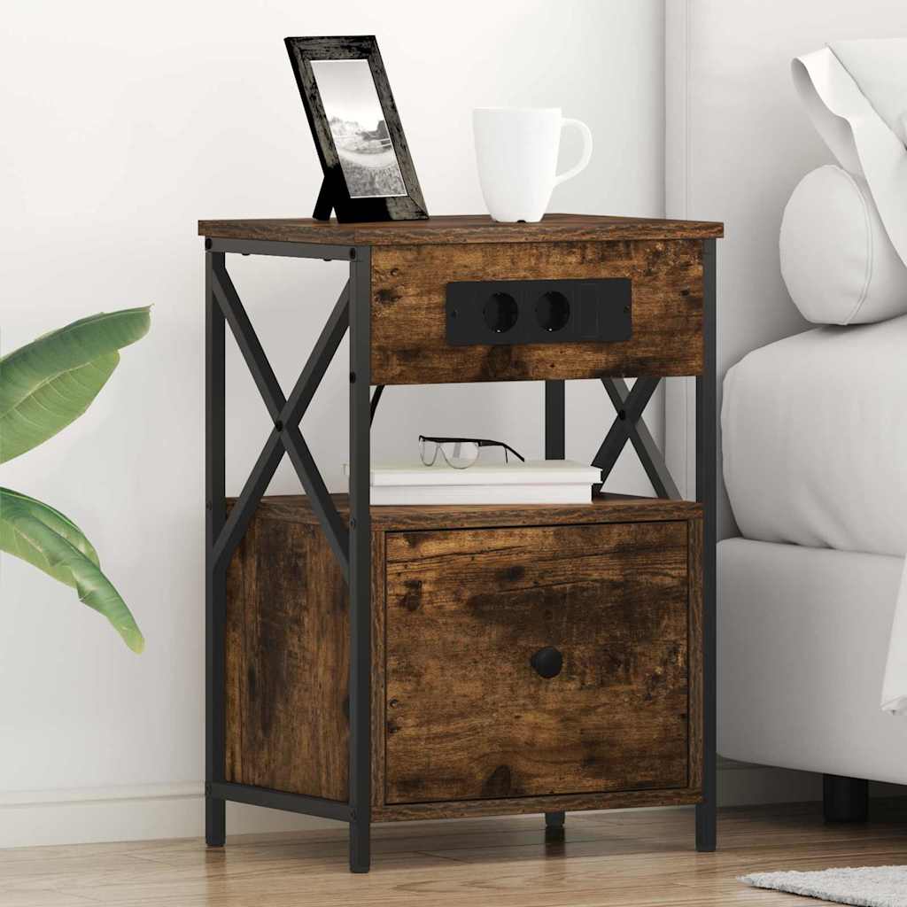 Bedside cabinet 2 pcs Smoked oak 40 x 31 x 60 cm