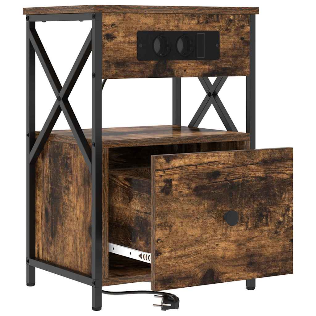 Bedside cabinet 2 pcs Smoked oak 40 x 31 x 60 cm