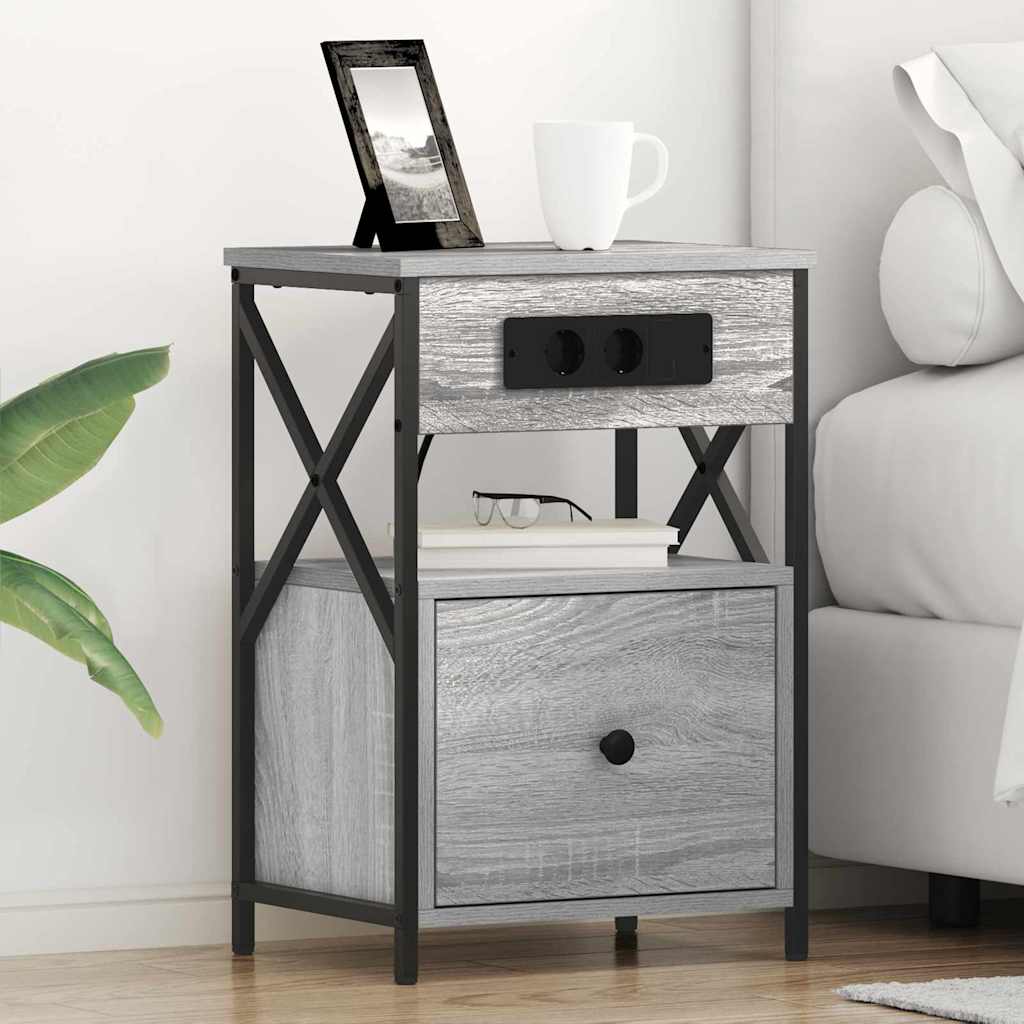 Šalia lovos spintelė 2 pcs Pilkas Sonoma 40 x 31 x 60 cm