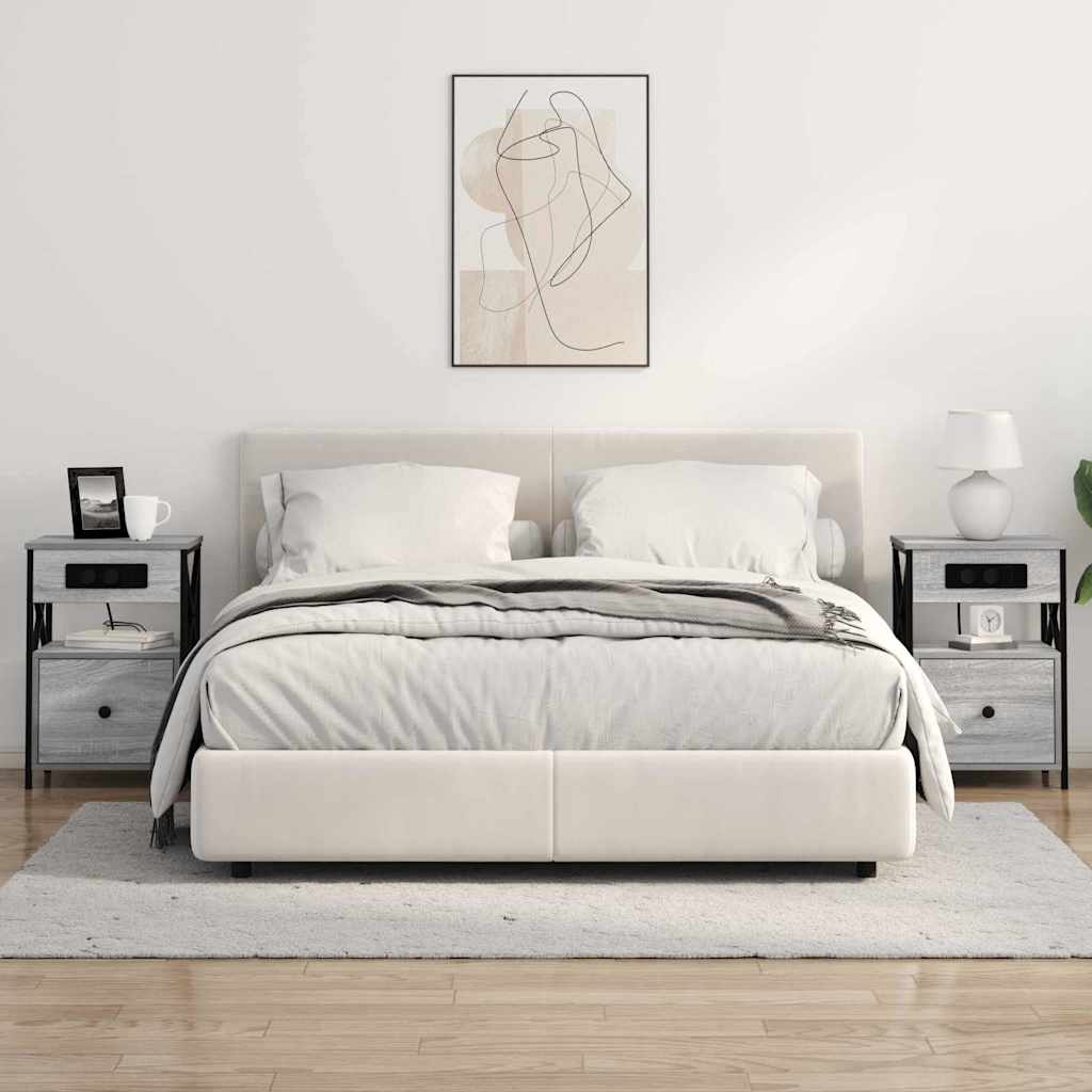 Šalia lovos spintelė 2 pcs Pilkas Sonoma 40 x 31 x 60 cm