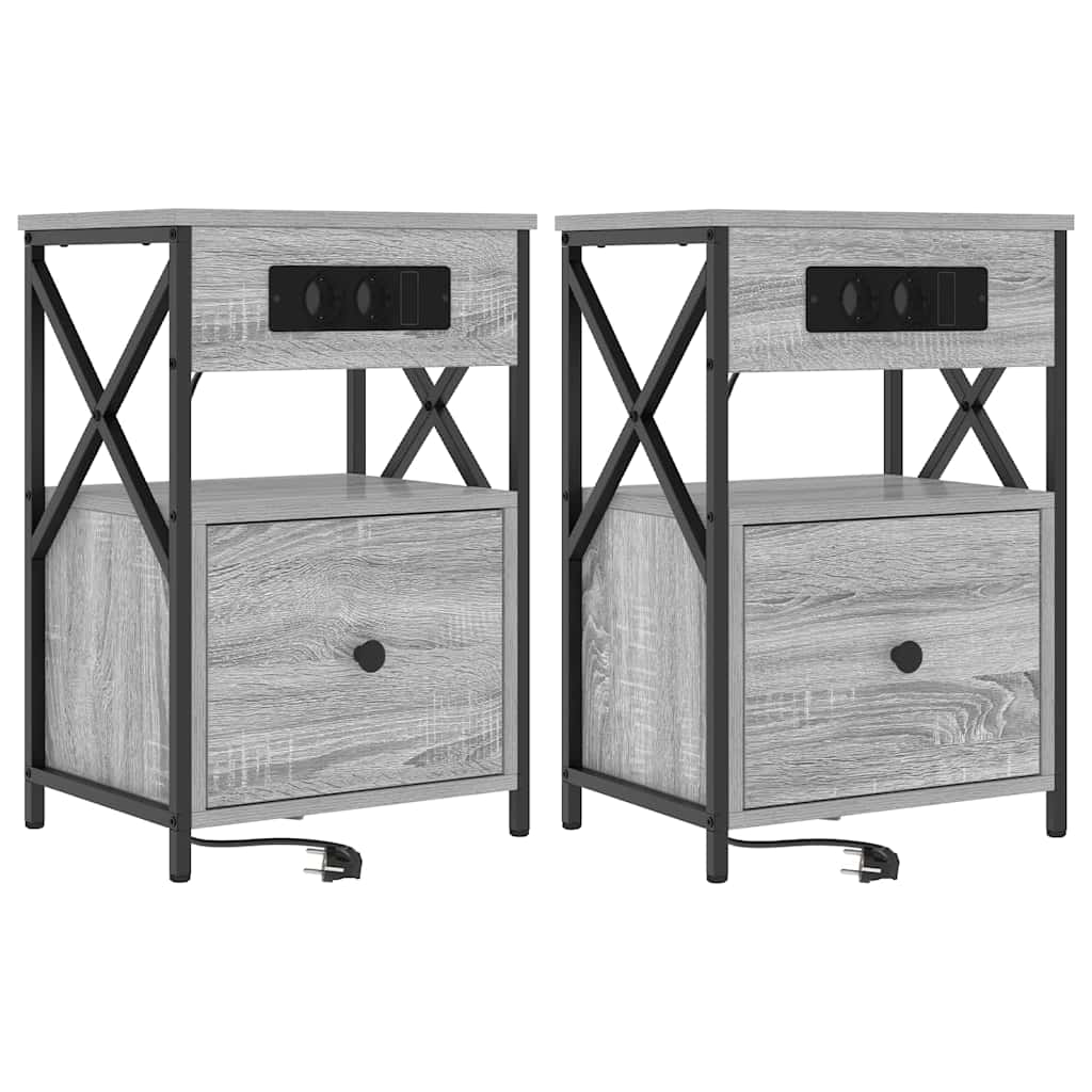 Šalia lovos spintelė 2 pcs Pilkas Sonoma 40 x 31 x 60 cm