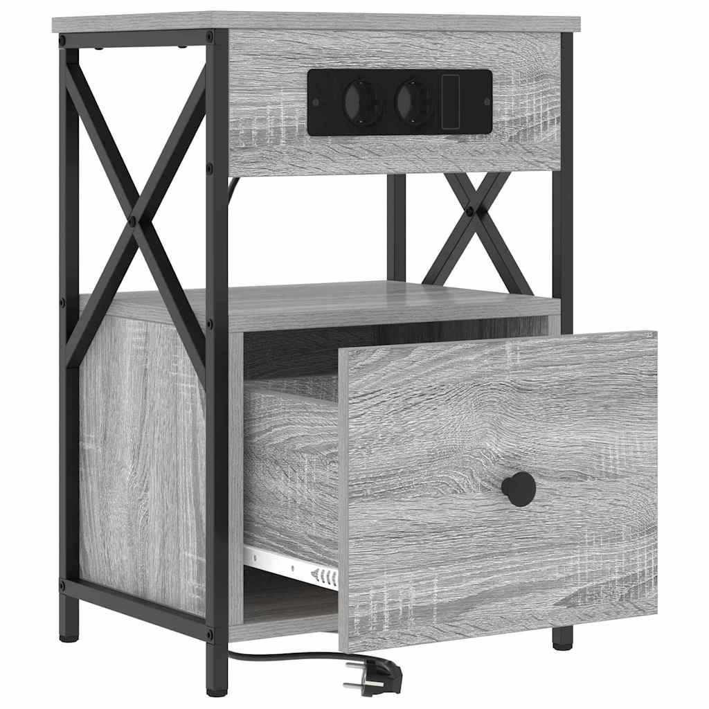 Šalia lovos spintelė 2 pcs Pilkas Sonoma 40 x 31 x 60 cm