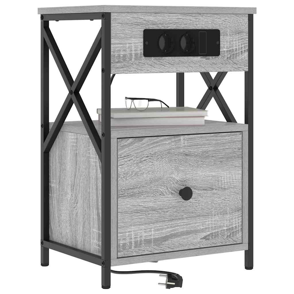 Šalia lovos spintelė 2 pcs Pilkas Sonoma 40 x 31 x 60 cm