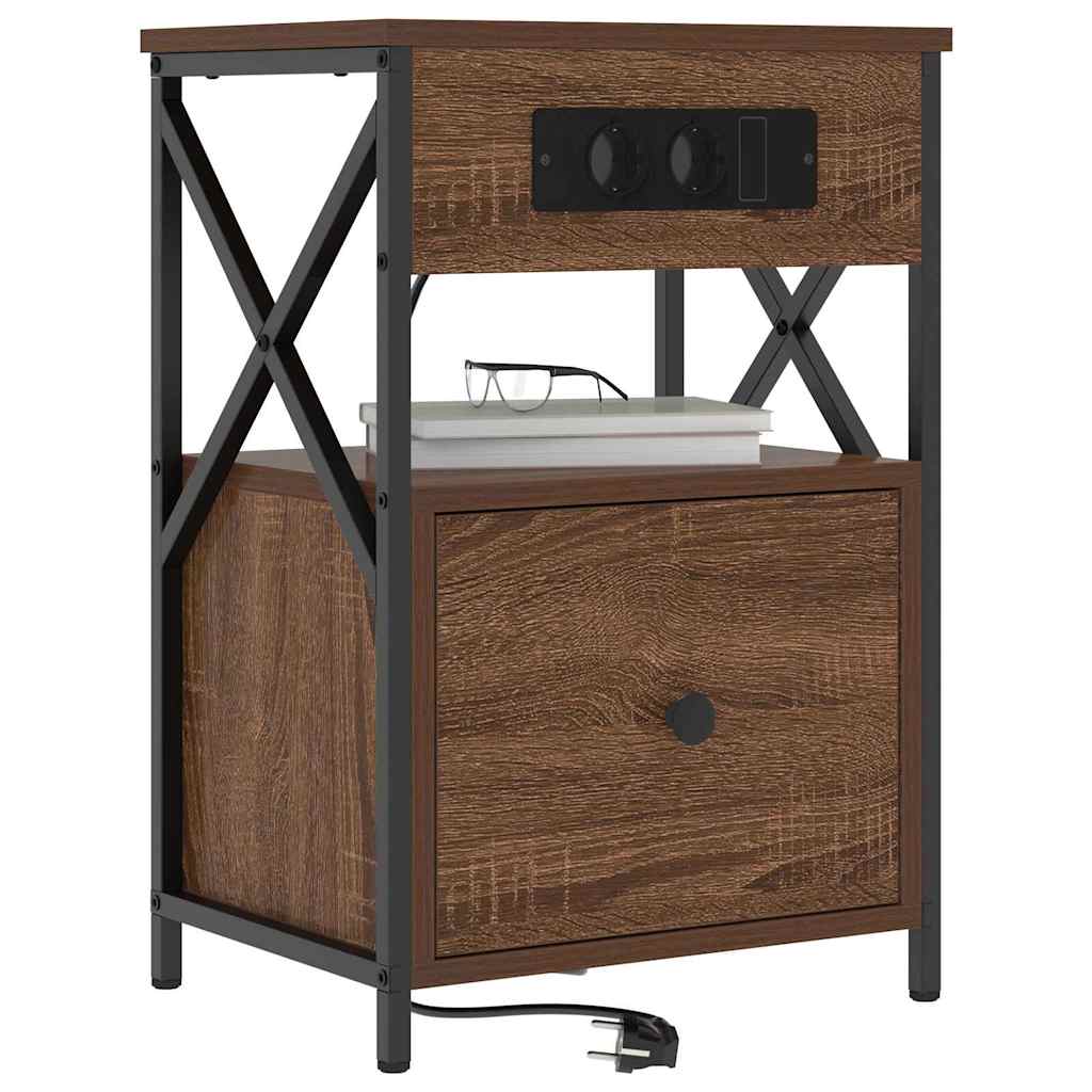 Šalia lovos spintelė su stalčių Rudas ąžuolas 40 x 31 x 60 cm