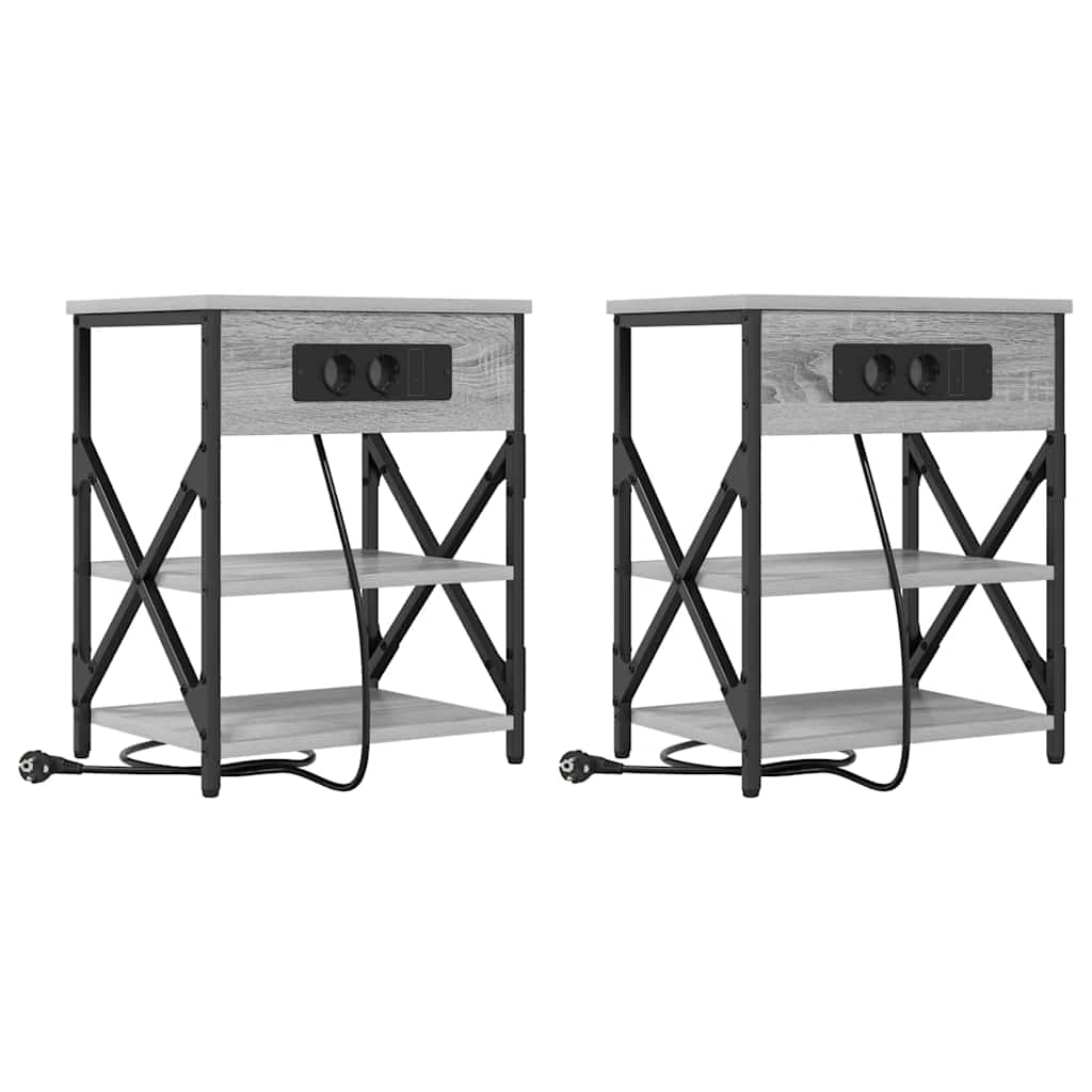 Šalia lovos spintelė 2 pcs Pilkas Sonoma 41 x 31 x 51 cm