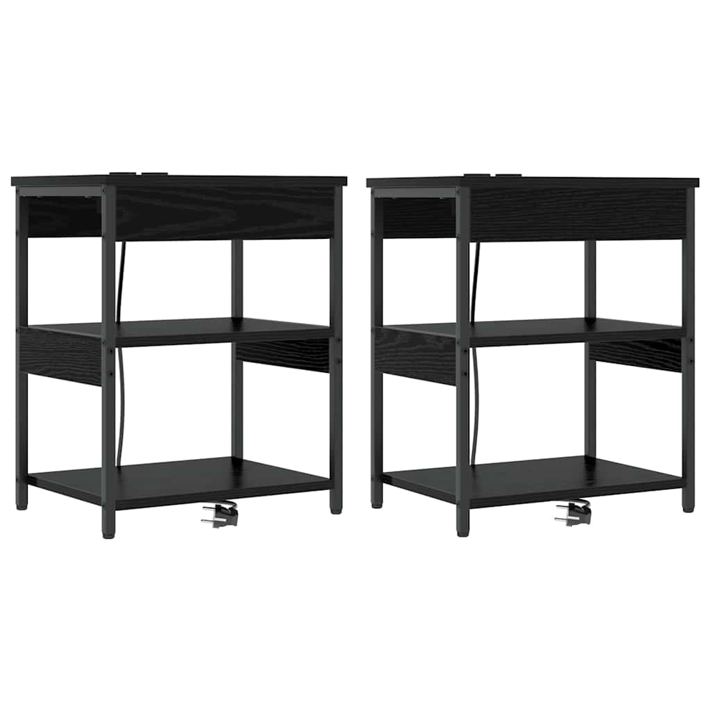 Šalia lovos spintelė 2 pcs Juodas ąžuolas 41 x 31 x 51 cm