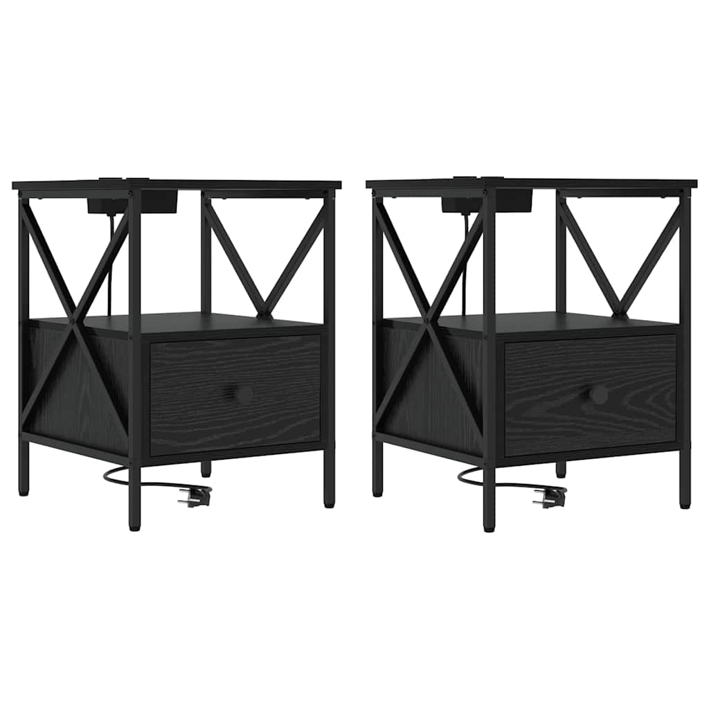 Šalia lovos spintelė 2 pcs Juodas ąžuolas 41,5 x 40,5 x 55 cm