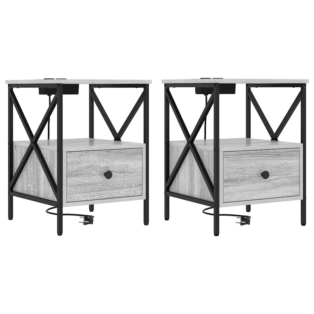 Šalia lovos spintelė 2 pcs Pilkas Sonoma 41,5 x 40,5 x 55 cm
