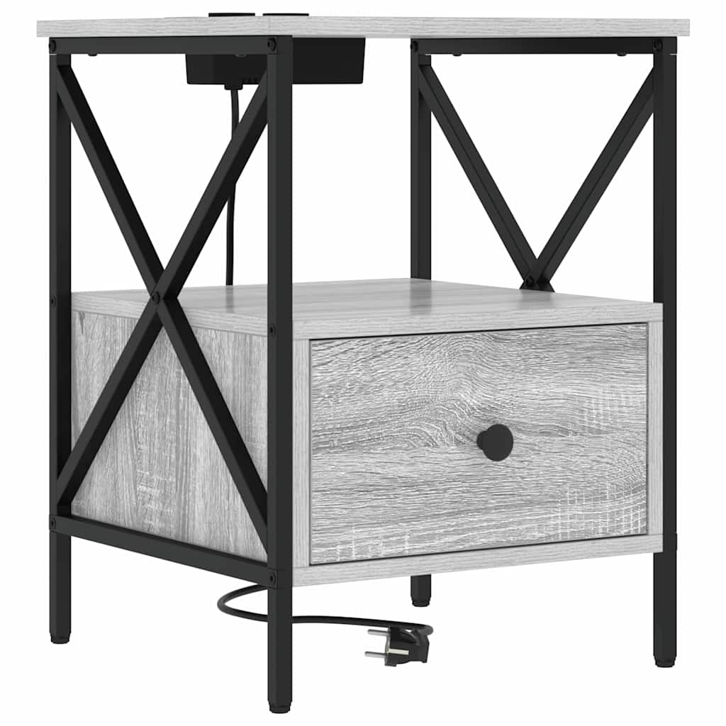 Šalia lovos spintelė 2 pcs Pilkas Sonoma 41,5 x 40,5 x 55 cm