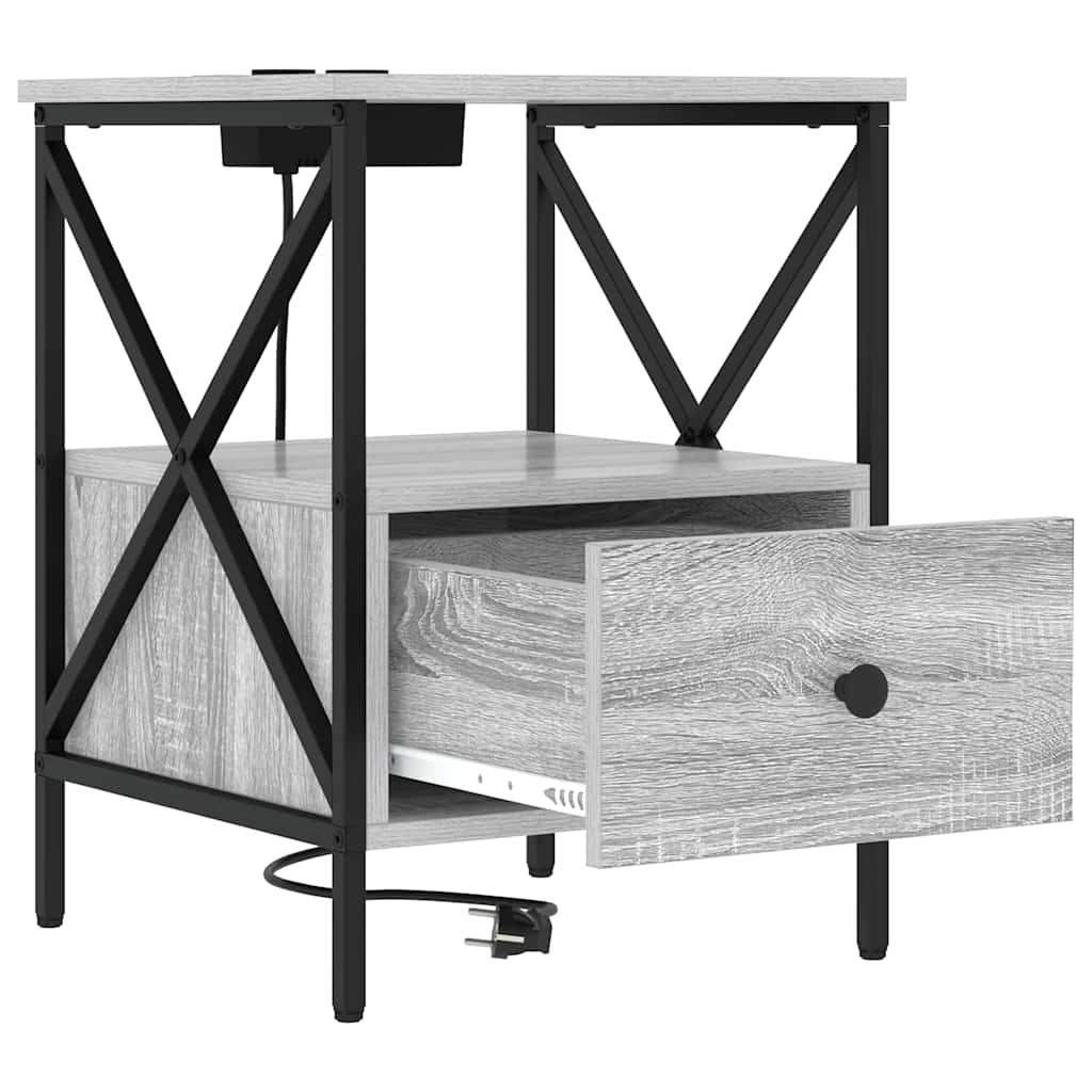 Šalia lovos spintelė 2 pcs Pilkas Sonoma 41,5 x 40,5 x 55 cm