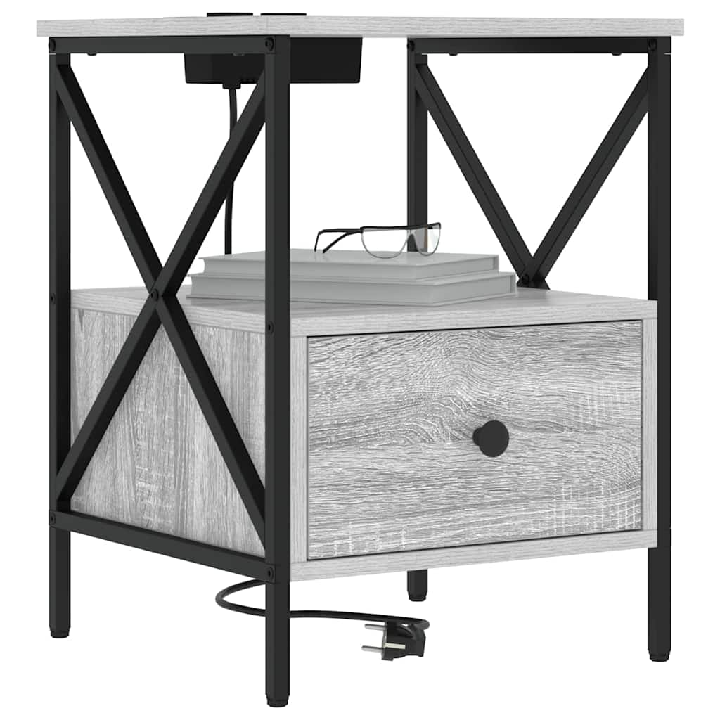 Šalia lovos spintelė 2 pcs Pilkas Sonoma 41,5 x 40,5 x 55 cm