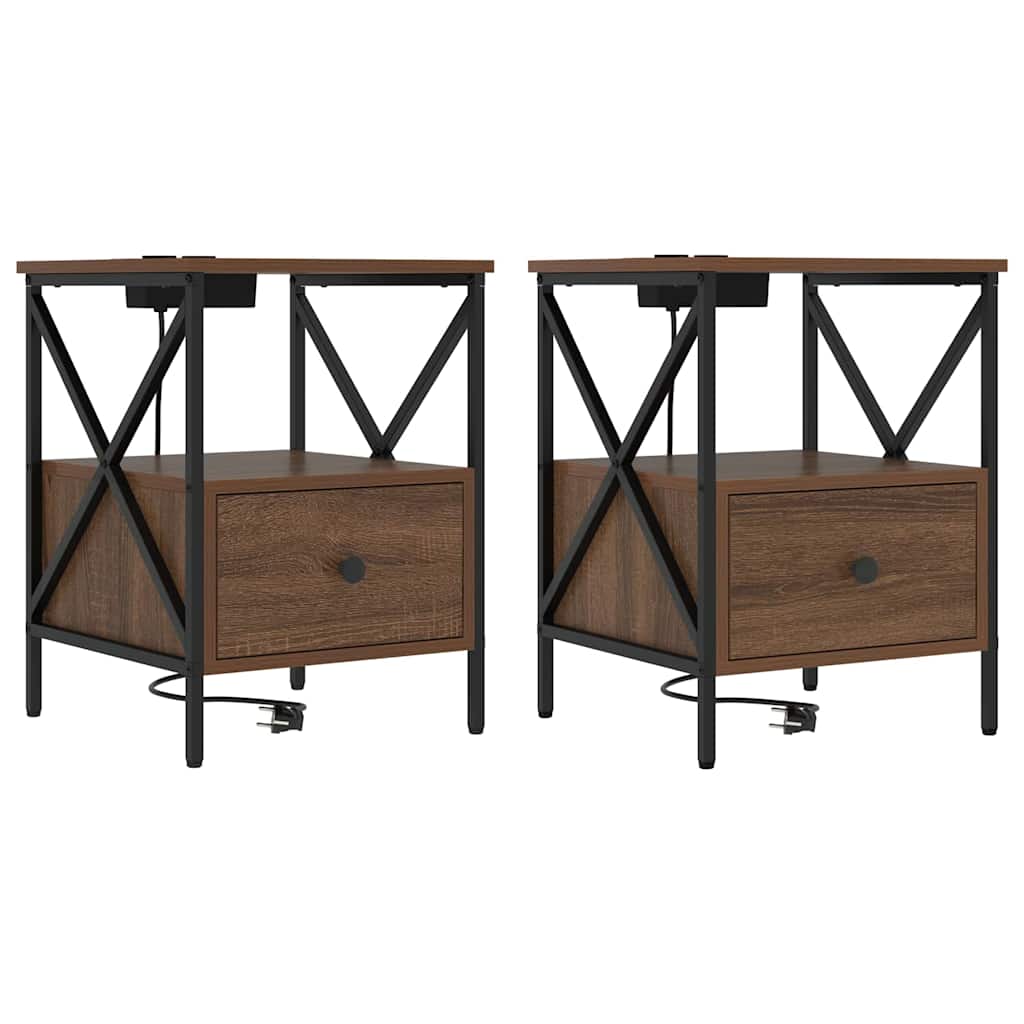 Šalia lovos spintelė 2 pcs Rudas ąžuolas 41,5 x 40,5 x 55 cm