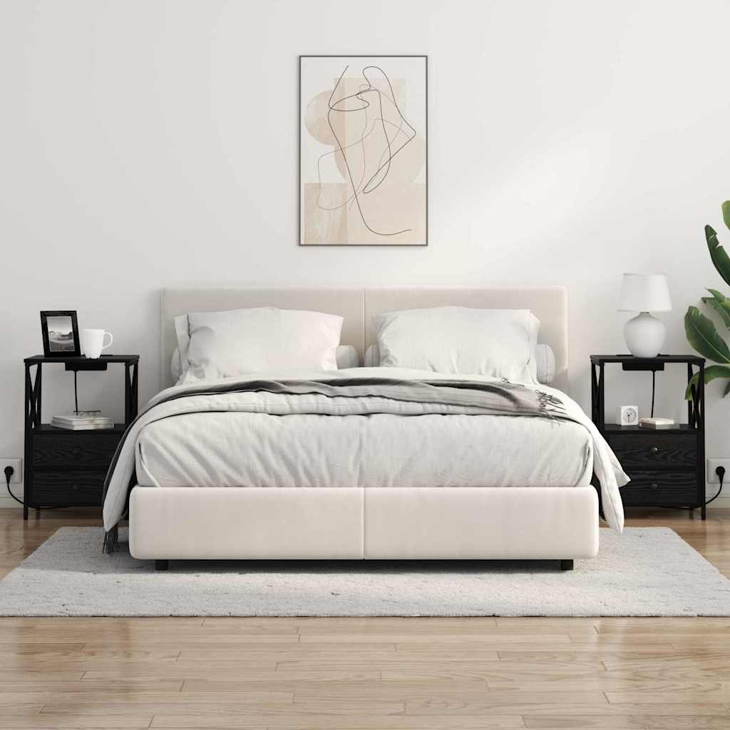 Šalia lovos spintelė 2 pcs Juodas ąžuolas 40 x 31 x 60 cm