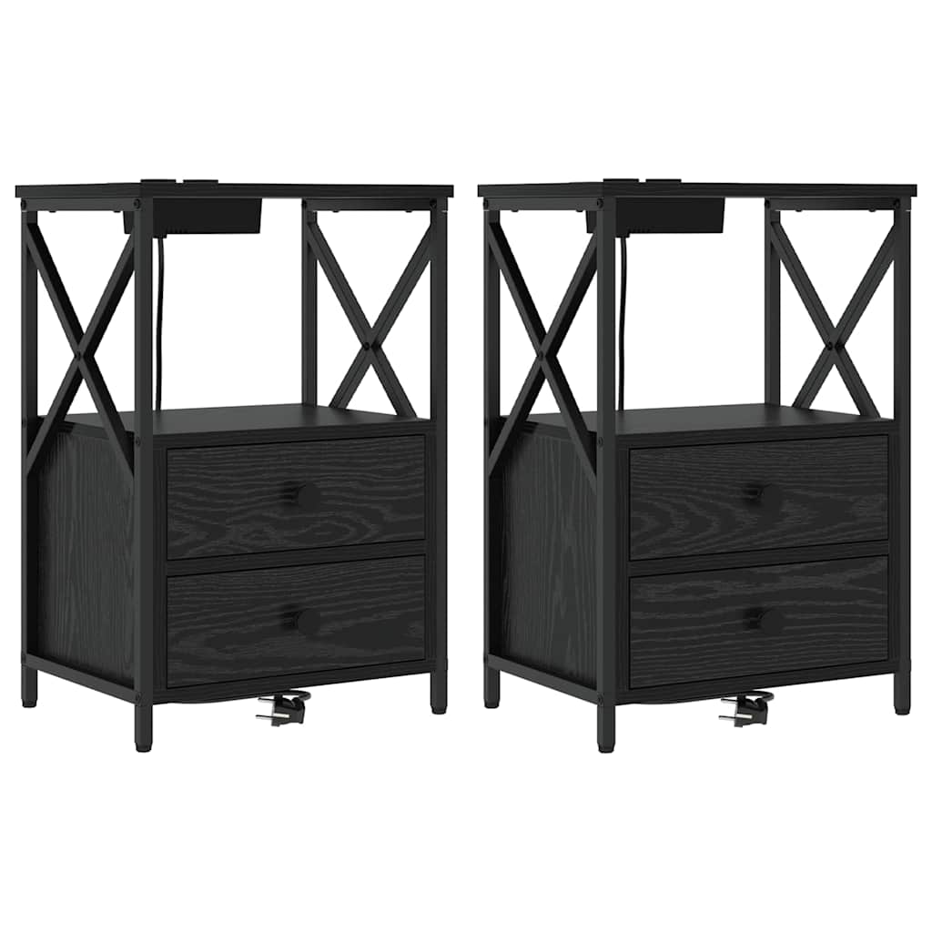 Šalia lovos spintelė 2 pcs Juodas ąžuolas 40 x 31 x 60 cm