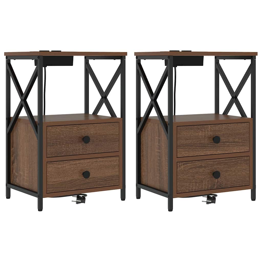 Šalia lovos spintelė 2 pcs Rudas ąžuolas 40 x 31 x 60 cm