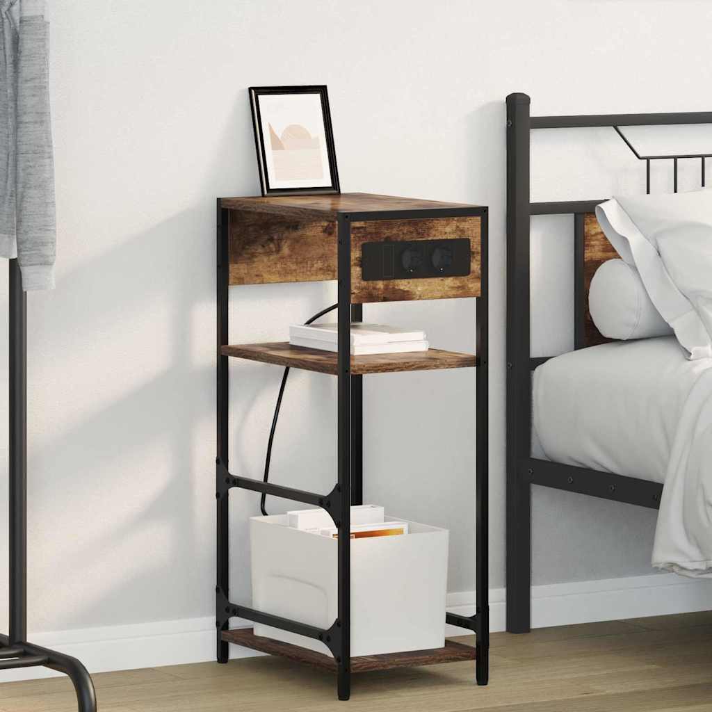 Bedside Cabinet Smoked Oak 40 x 27 x 76 cm