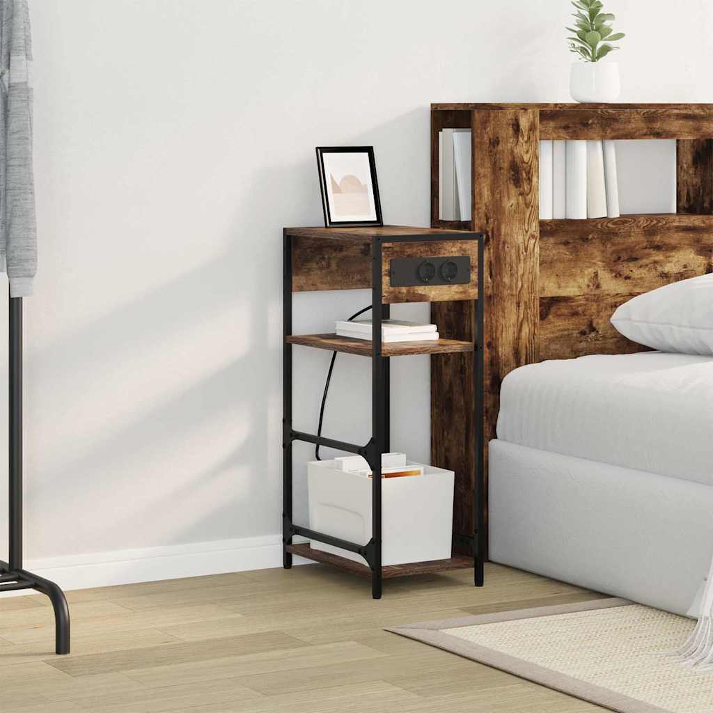 Bedside Cabinet Smoked Oak 40 x 27 x 76 cm