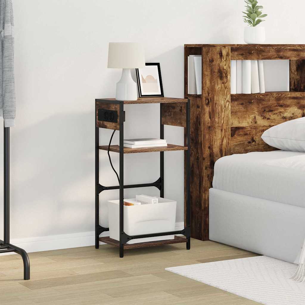 Bedside Cabinet Smoked Oak 40 x 27 x 76 cm