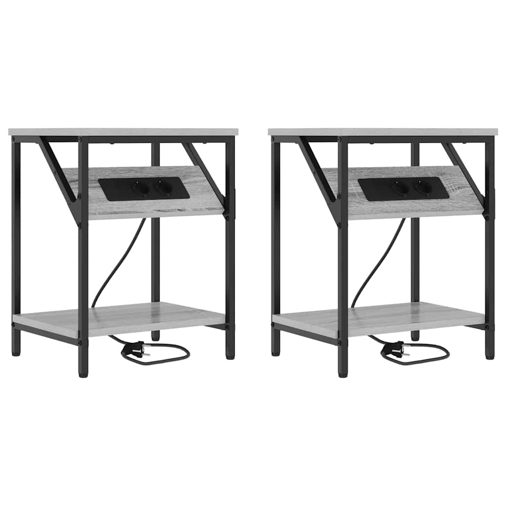 Šalia lovos spintelė 2 pcs Pilkas Sonoma 38 x 30 x 48 cm