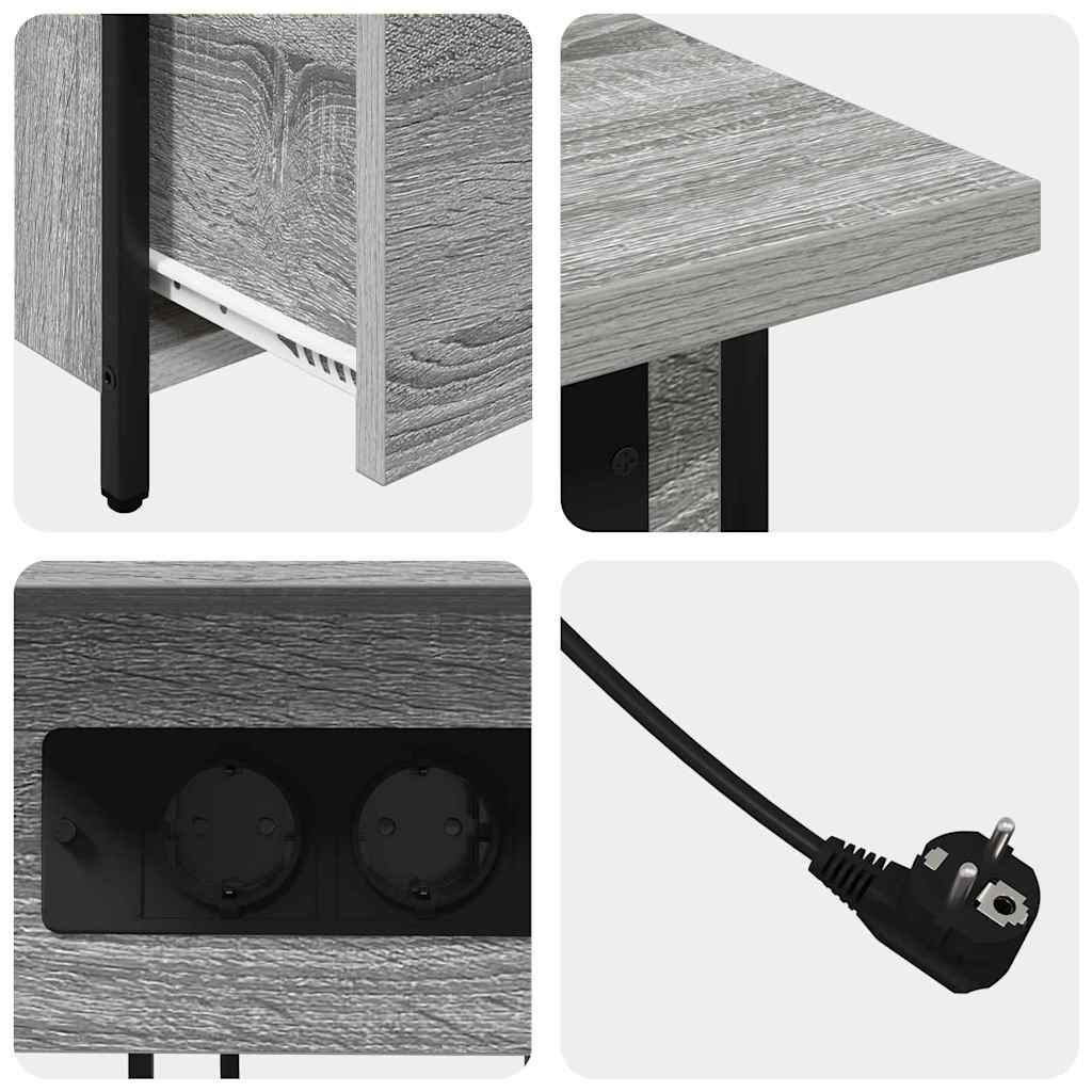 Nightstand with a drawer Grey Sonoma 60 x 30 x 61 cm