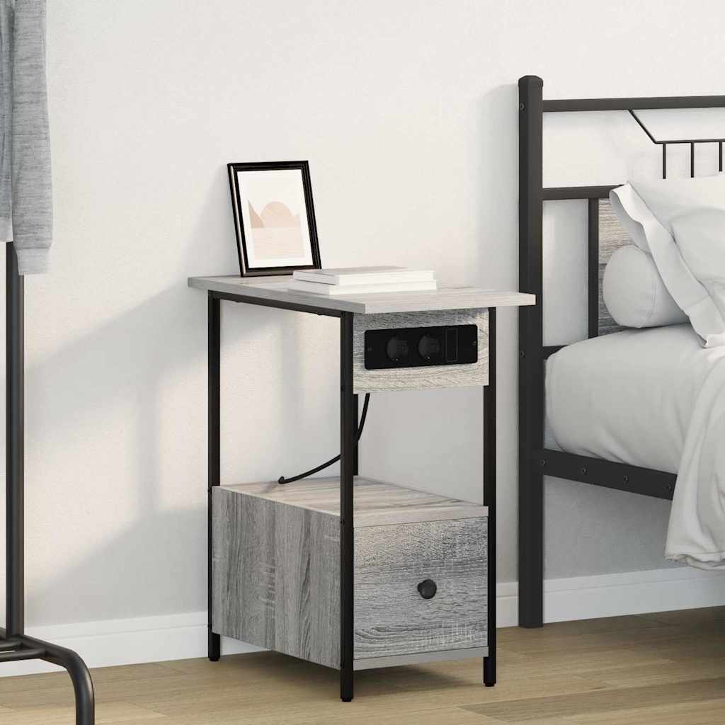 Nightstand with a drawer Grey Sonoma 60 x 30 x 61 cm