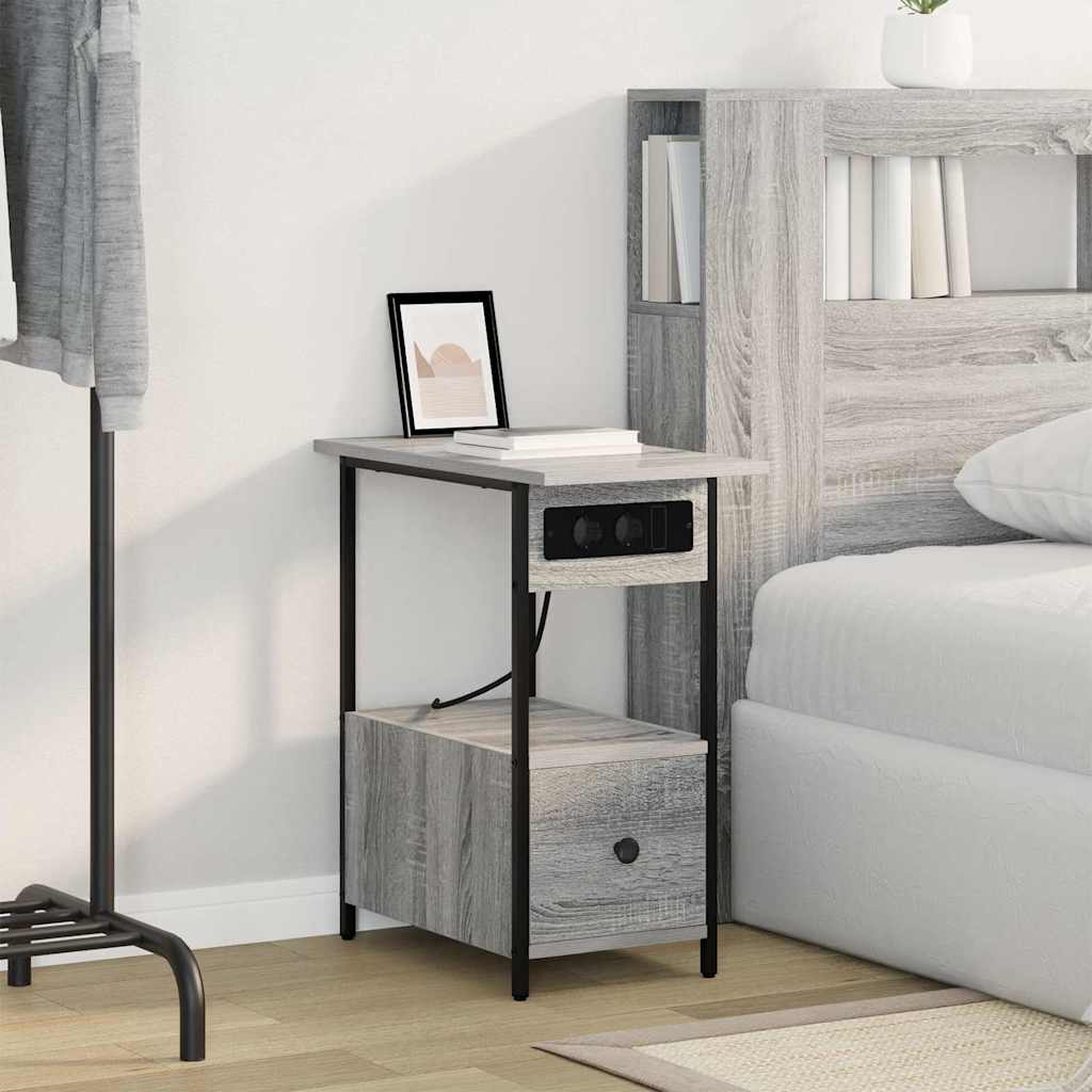 Nightstand with a drawer Grey Sonoma 60 x 30 x 61 cm