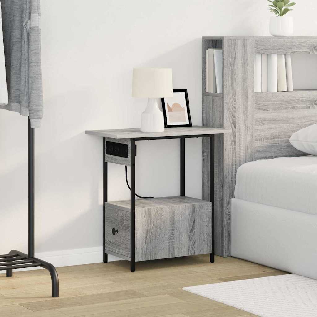 Nightstand with a drawer Grey Sonoma 60 x 30 x 61 cm