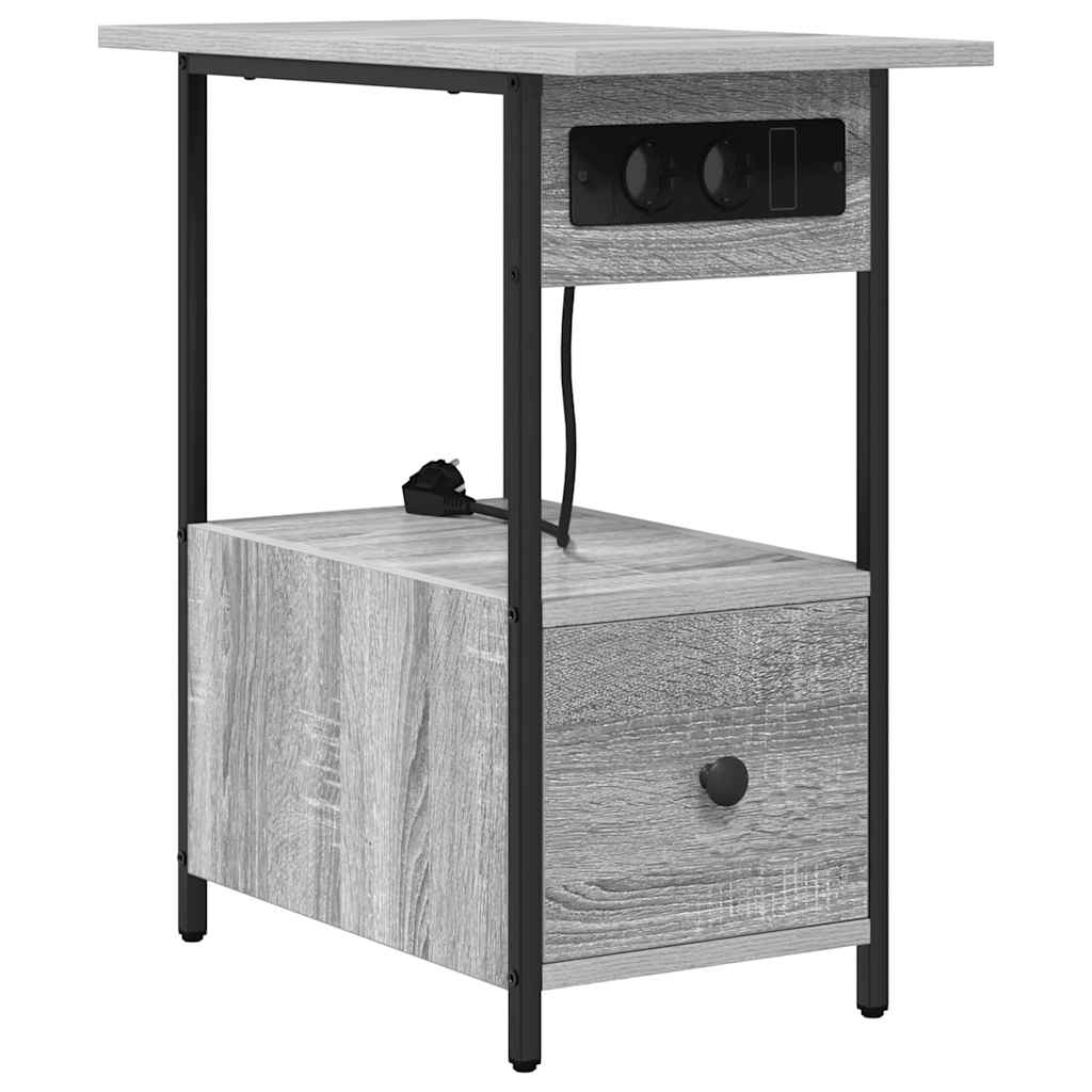 Nightstand with a drawer Grey Sonoma 60 x 30 x 61 cm