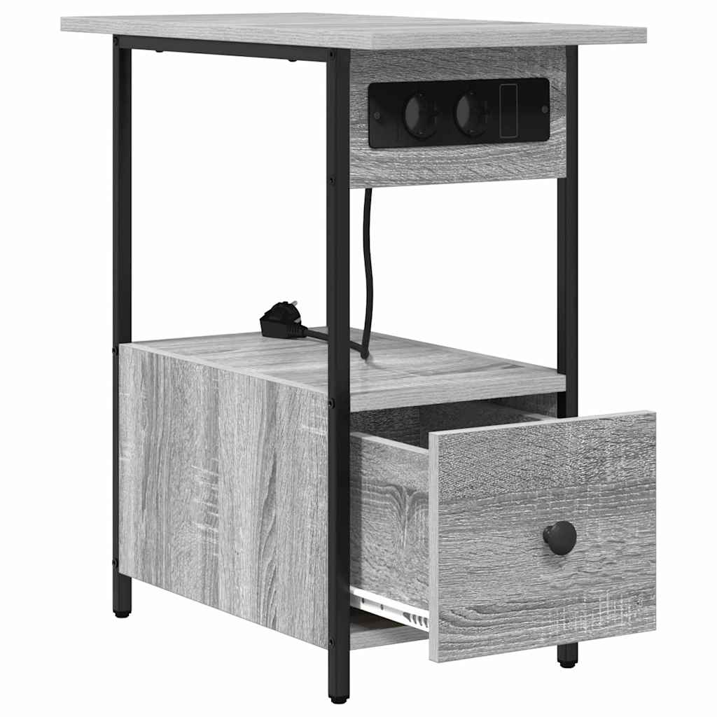 Nightstand with a drawer Grey Sonoma 60 x 30 x 61 cm