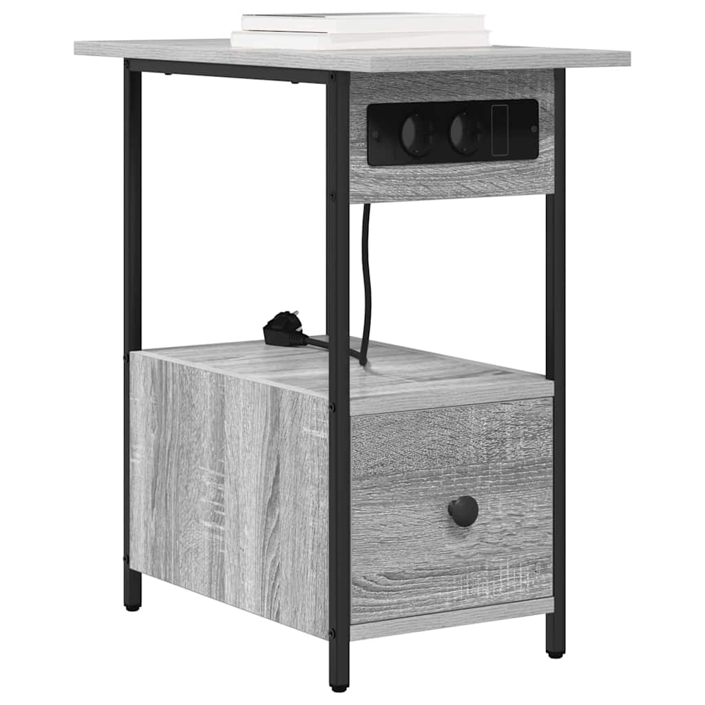 Nightstand with a drawer Grey Sonoma 60 x 30 x 61 cm