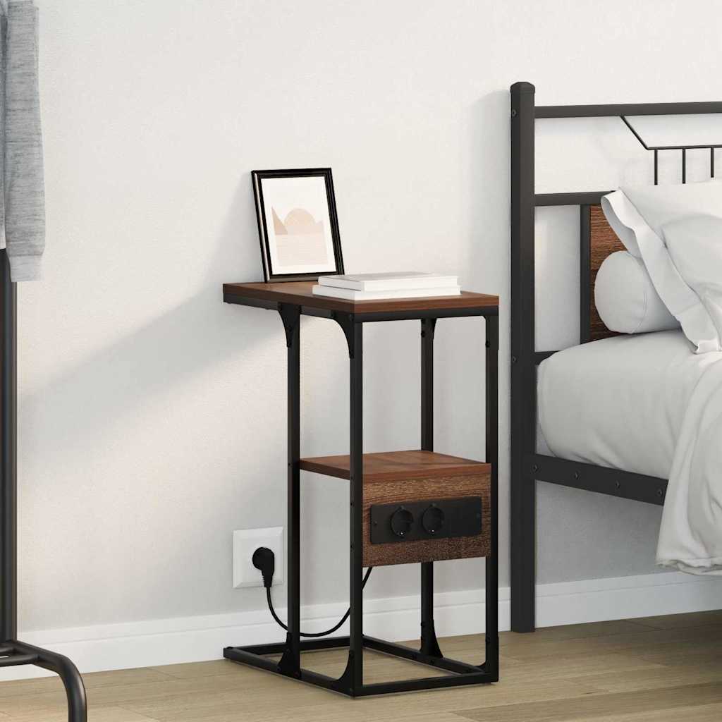 Bedside cabinet with drawer brown oak 41.5 x 26 x 60.5 cm
